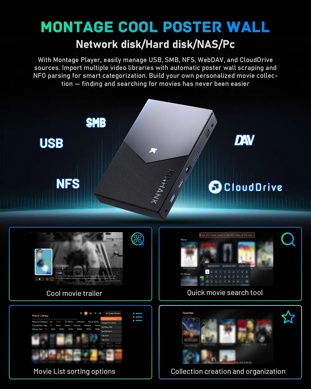 K9 Media Player with connectivity options on a dark background