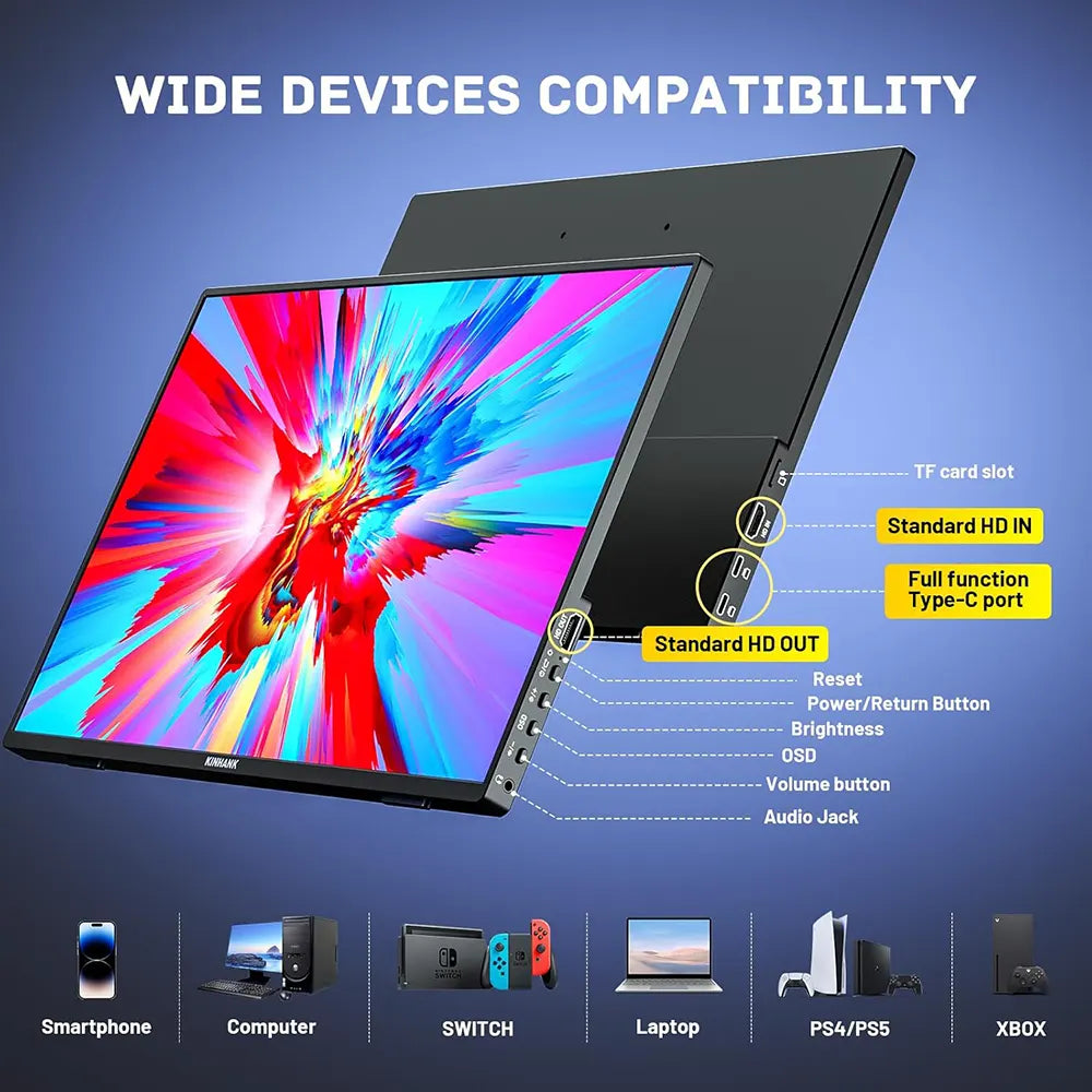 KINHANK K16G-Pro Écran portable intelligent Android 12.0, 144 Hz, 500 nits pour PS3/PS4/PS5, commutateurs